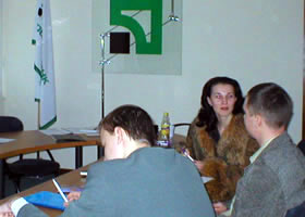 During training the managers of PrivatBank play the role game on usage the verbal and nonverbal communications